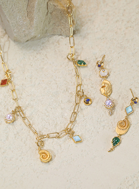 《化石》系列复古设计小众高级感气质精致珍珠纯银吊坠项链组合女