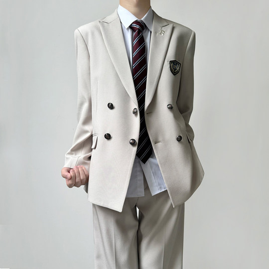 Uncle Kimura dk Japanese school supply sense off-white suit uniform men's spring and autumn youth double-breasted suit