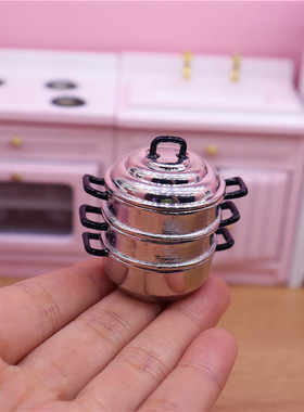 娃娃屋食玩大小汤锅合金双耳水壶