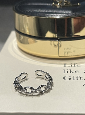 立方体链环戒指女轻奢气质个性