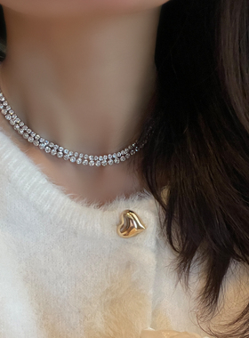 韩国东大门代购个性甜酷风项链锆石水晶锁骨链女生项链爆闪毛衣链