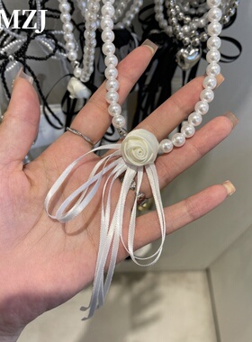 fever同款法式飘带蝴蝶结花珍珠