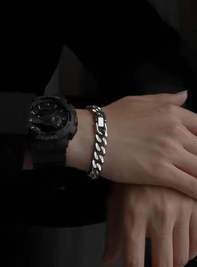 古巴手链男潮新款钛钢情侣手链高级感时尚潮流百搭个性男士手镯