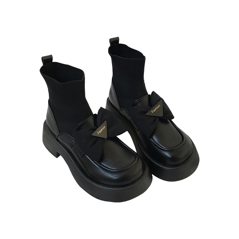 厚底马丁靴女英伦风连袜靴小皮鞋2025年秋季新款瘦瘦短靴子ins潮,淘宝优惠券,粉丝福利购,淘宝优惠卷