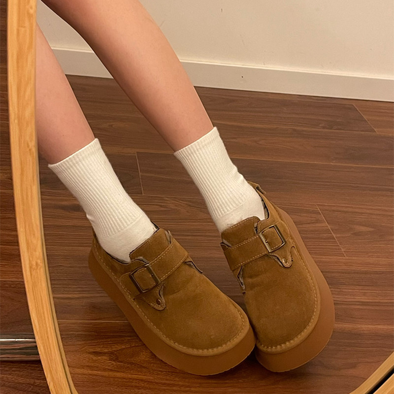 厚底加绒豆豆勃肯鞋女2025年新款秋季乐福鞋博肯棉鞋子雪地靴子潮,淘宝优惠券,粉丝福利购,淘宝优惠卷