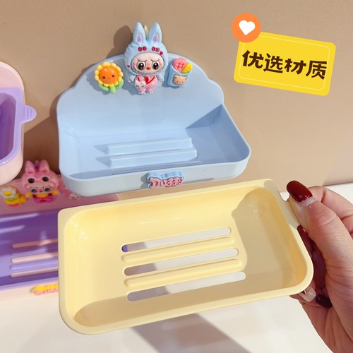 创意卡通吸壁壁挂式香皂肥皂盒卫生间强力吸盘免打孔沥水皂架可爱 - 图2