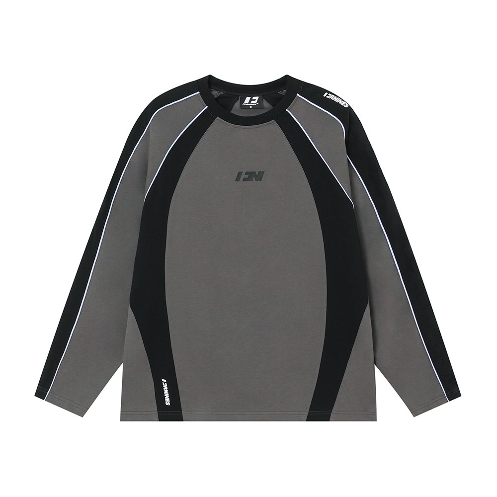 田嘉瑞同款FORNINES美式拼接运动长袖T恤男情侣潮牌重磅春秋卫衣