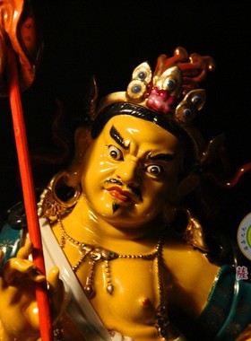 手绘瓷民族风摆件财宝天王高温