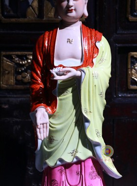 汉传佛堂摆件瓷手绘阿弥陀佛