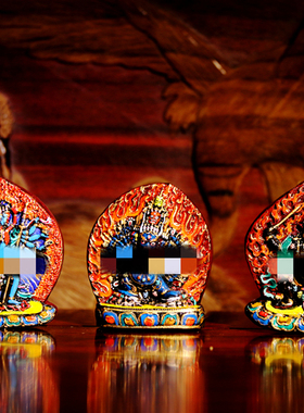 手绘藏传萨迦之光陶文殊小摆件