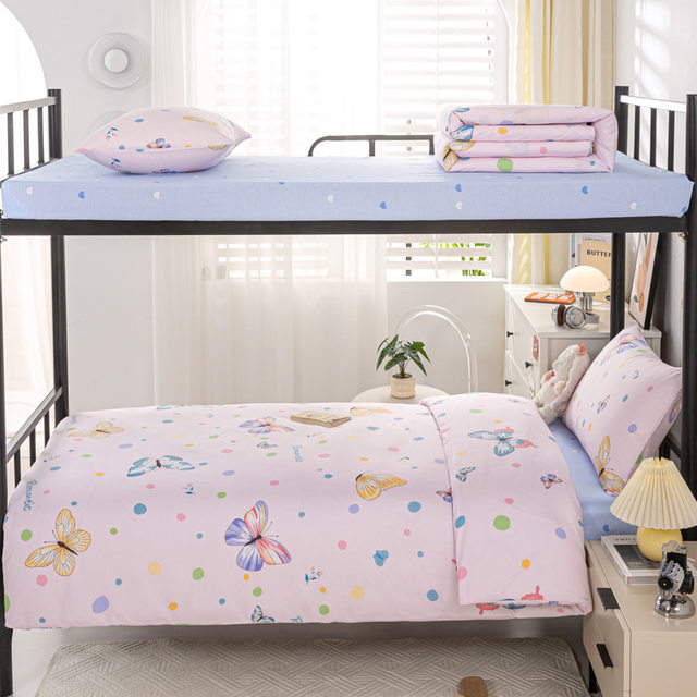 13070 Student dormitory three-piece single bed sheet quilt cover pure cotton six-piece student bedding 0.9