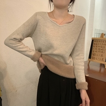 Gush thickened beating undershirt female winter lap sweaters 2023 new spring autumn and winter square collar Long sleeves warm blouses