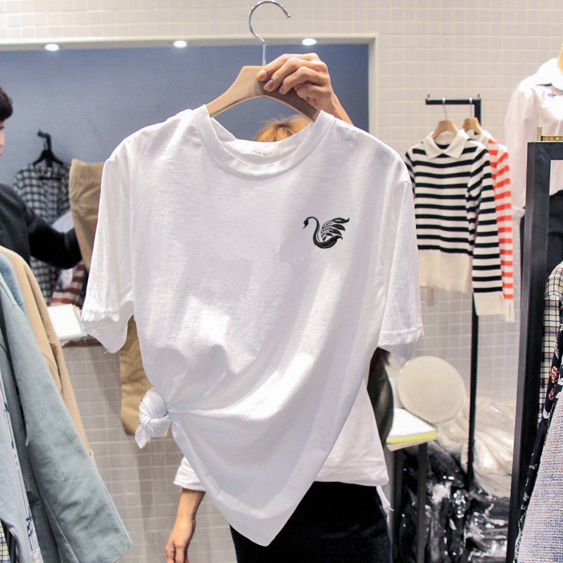 纯棉白色t恤宽松韩版夏季潮打底衫 韩国俏佳人女装T恤