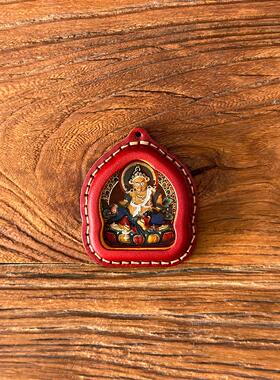 黄财神西藏手绘立体唐卡擦擦项链