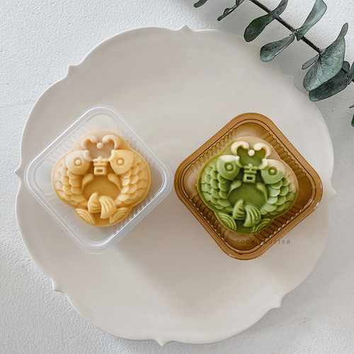63g吉祥双鲤绿豆糕点模具连鲤双鱼中秋节日烘焙月饼模具面团按压 - 图2