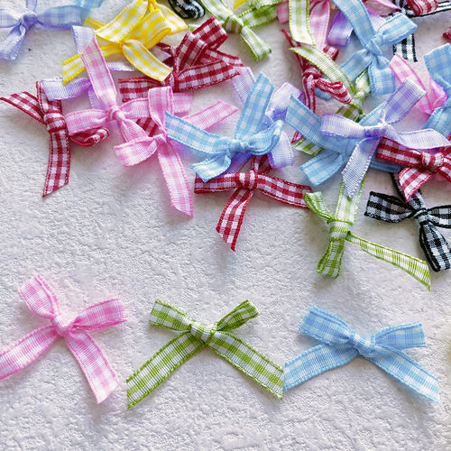 7mm格子带手打蝴蝶结半成品 手工diy应援扇棒装饰材料配件F330 - 图2