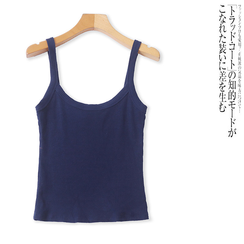 CC3269 Foreign Trade European and American Single Women's Suspension Summer New U-neck Pit Strip Slim Elastic Inner Bottoming Vest