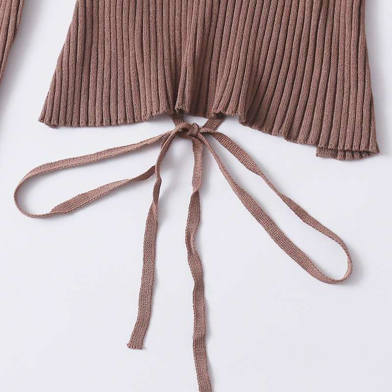 EE4100外贸欧美单个性潮流性感针织衫新款圆领露背交叉带设计上衣 - 图1