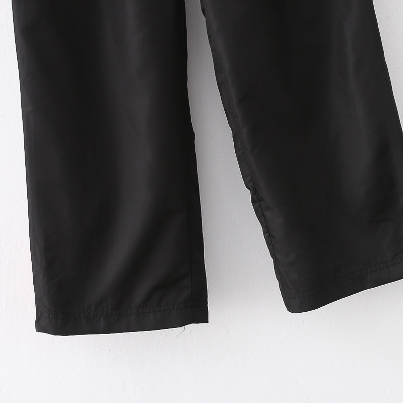 外贸日单学院风女生休闲运动裤新款松紧腰拼色宽松直筒裤脚口拉链