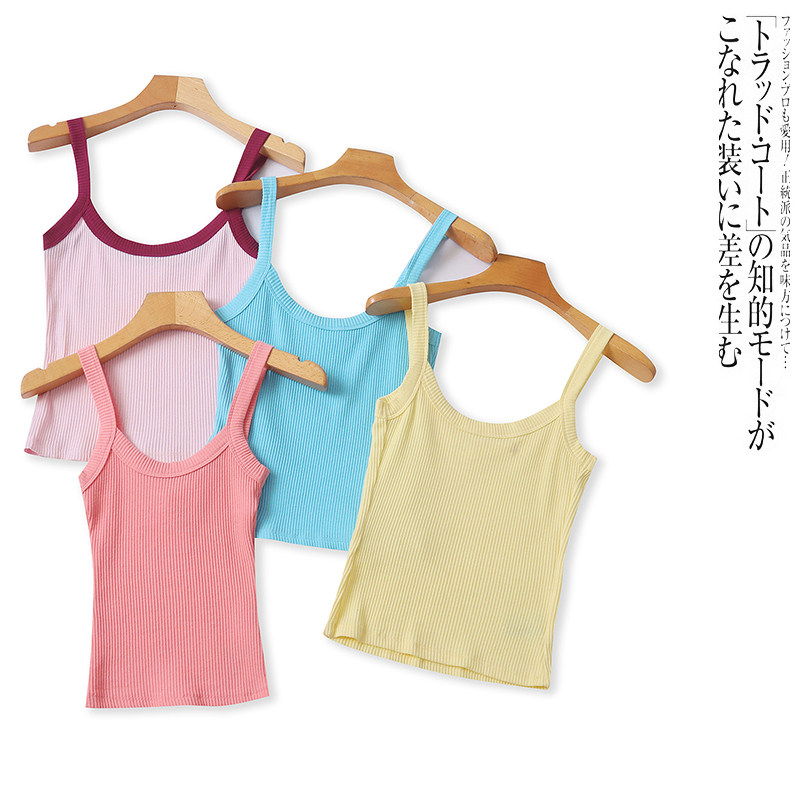 CC3269 Foreign Trade European and American Single Women's Suspension Summer New U-neck Pit Strip Slim Elastic Inner Bottoming Vest