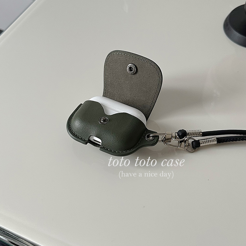 小众复古咖色皮质耳机套斜跨适用Airpods pro保护套苹果3代蓝牙无线耳机套Airpods1/2代新款男女款