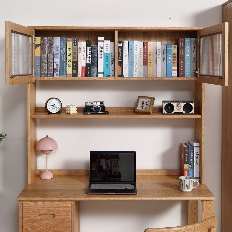 红橡木纯实木北欧书桌大容量抽屉柜电脑学习桌,淘宝优惠券,粉丝福利购,淘宝优惠卷