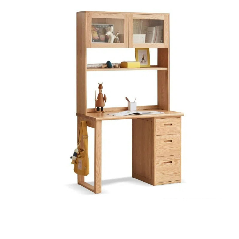 红橡木纯实木北欧书桌大容量抽屉柜电脑学习桌,淘宝优惠券,粉丝福利购,淘宝优惠卷