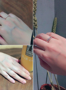 纯银玫瑰金日韩风水钻指环尾戒