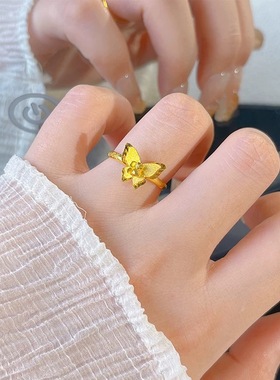 金店同款爆闪双层蝴蝶戒指