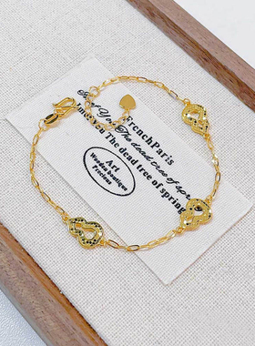 5G黄金葫芦手链女999足金福禄调节金手链新款闪光鱼鳞手饰送女友