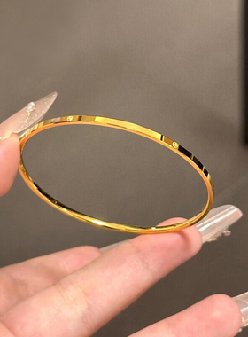 足金999米字黄金拉丝手镯时尚螺纹百搭纯金硬金光面真金镯子送礼