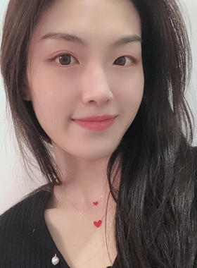 日本18k金小红心项链不褪色红色爱心925银锁骨链桃心吊坠送女友