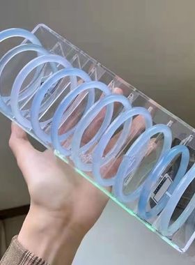 时尚女玻璃仿玉克莱因蓝叮当镯细