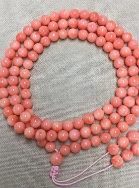 七宝珊瑚：粉圆珠手串 珠子色泽均匀漂亮，光泽度好，适合DIY手串