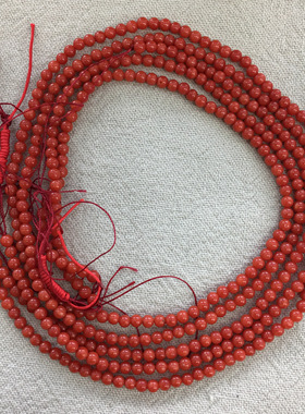 七宝珊瑚：精品小圆珠 颜色深红  尺寸2.95～2.96mm 重13.47克