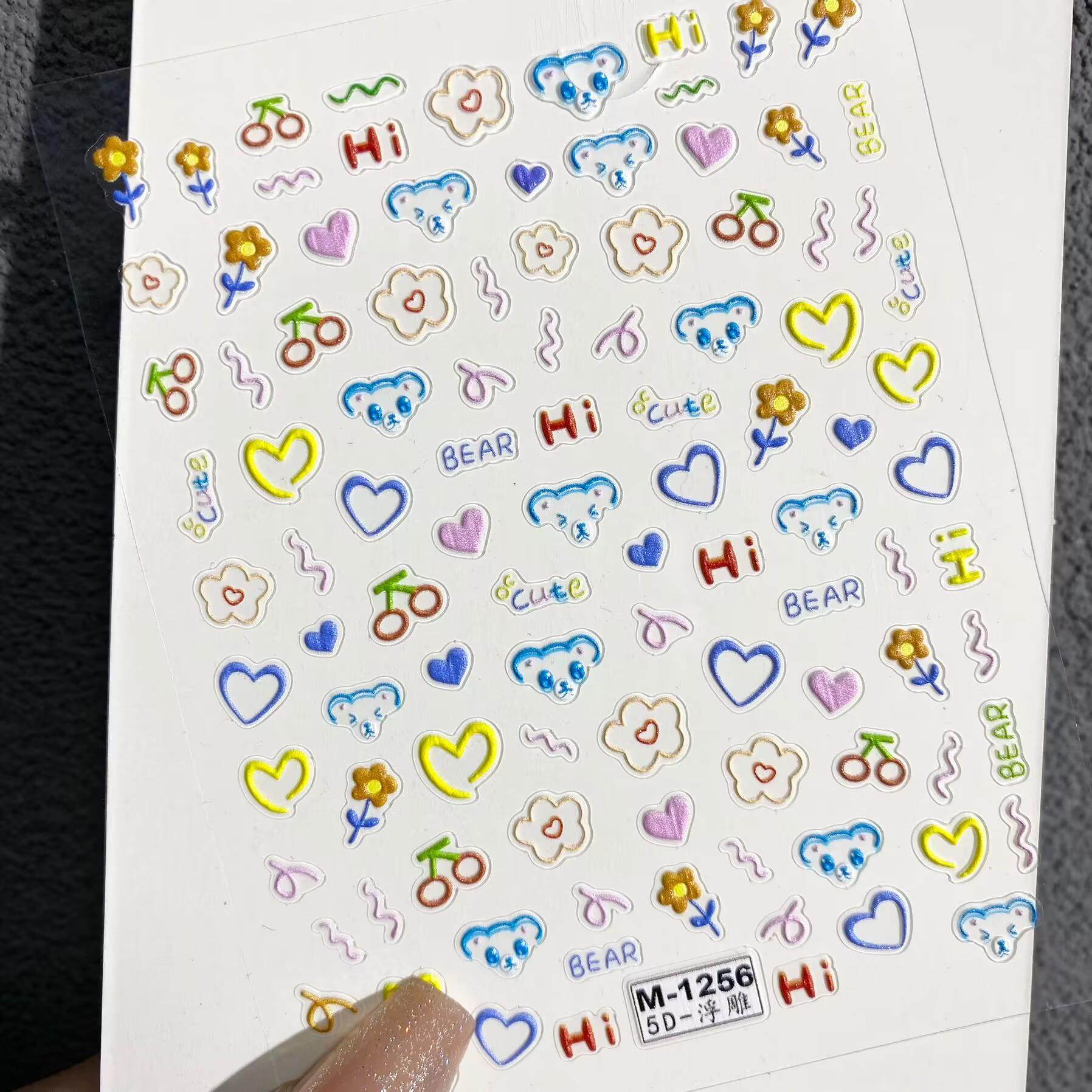 可爱小熊童趣表情浮雕美甲贴纸diy涂鸦立体手账ccd手机壳指甲贴,淘宝优惠券,粉丝福利购,淘宝优惠卷