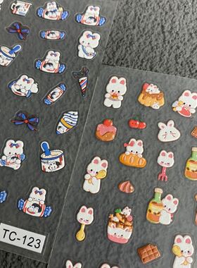 可爱食玩大白兔奶糖小兔美甲贴