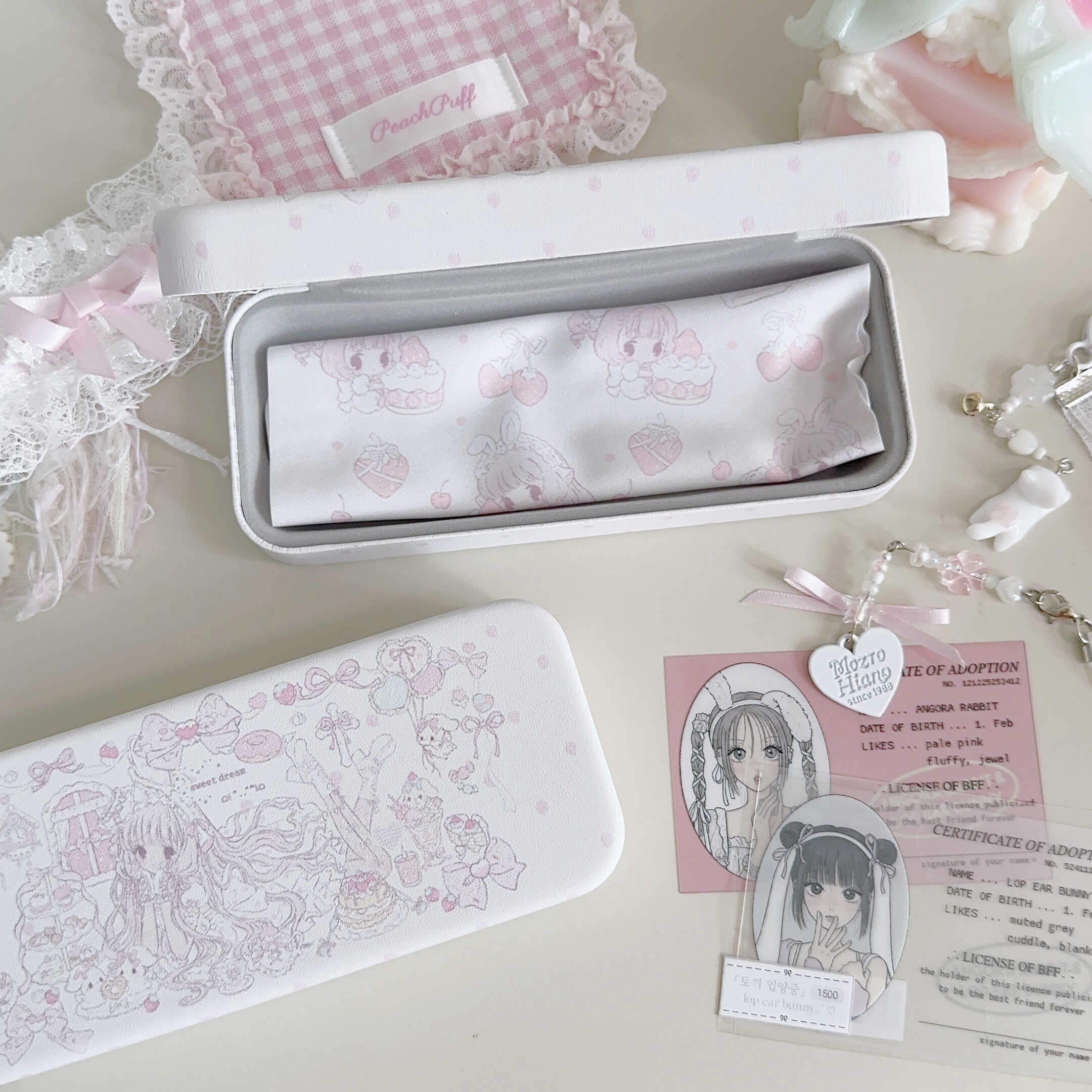 小叽茶话会少女原创设计眼镜盒眼镜布粉色可爱近视收纳盒子小天使,淘宝优惠券,粉丝福利购,淘宝优惠卷