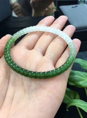 正品天然和田玉渐变直切归圆手串