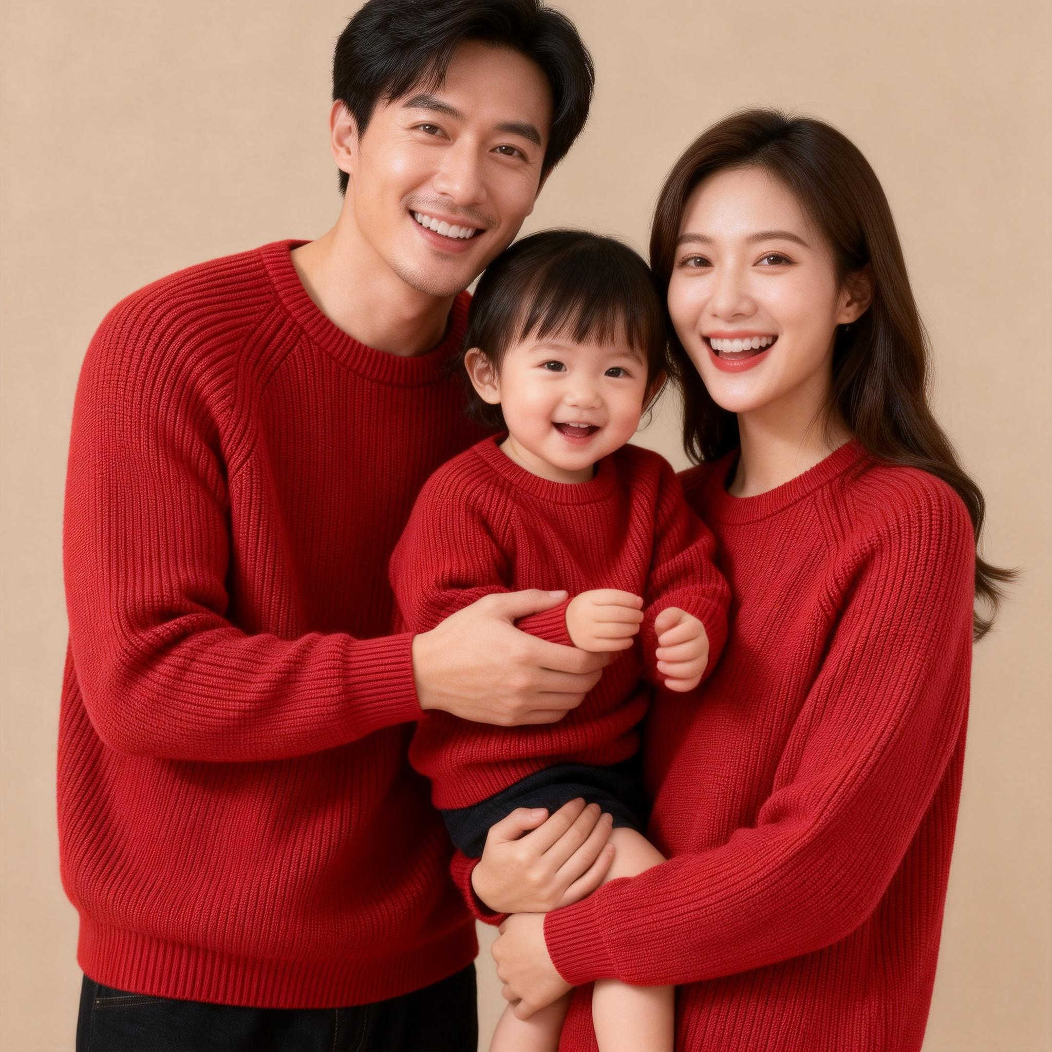 新年亲子装红色毛衣一家三口冬装新款母子母女马年过年全家福拍照,淘宝优惠券,粉丝福利购,淘宝优惠卷