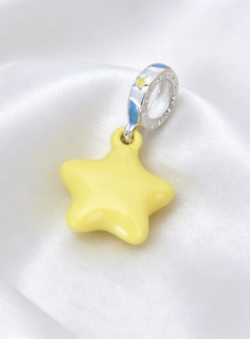 S925纯银微笑小星星吊坠项链
