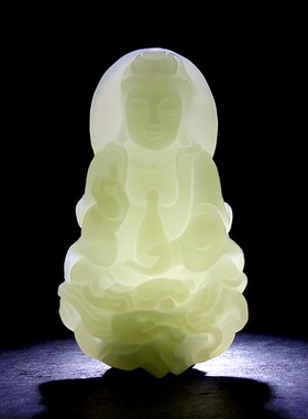 送38男款玉坠观音玉石观音菩萨天然玉佩男御龙吊坠好物和田玉观音