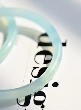 天然冰手镯浅色少女女细圆条水晶镯青蓝叮当镯玉髓镯天青款平安冻