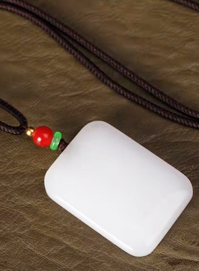 牌玉吊有坠男士新疆坠男白色女款素款吊玉佩金丝平安无事项链玉色