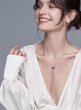 独家设计流苏纯银长项链