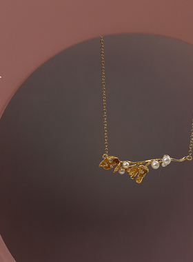 花枝吊坠925银镀18k天然珍珠