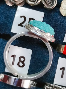 足银绿松石999纯银复古男女