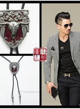 新款头层牛皮波洛领绳雕花项链