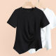 2026 Summer Women's New Short Sleeve T-shirt Women's Slim Top Design Irregular Slit Hem Niche Half Sleeve