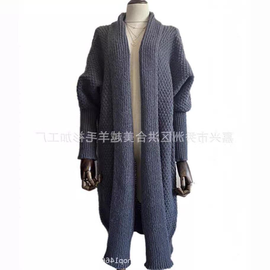 秋冬新款跨境女士针织衫纯色蝙蝠袖欧美毛衣长款宽松开衫外套,淘宝优惠券,粉丝福利购,淘宝优惠卷